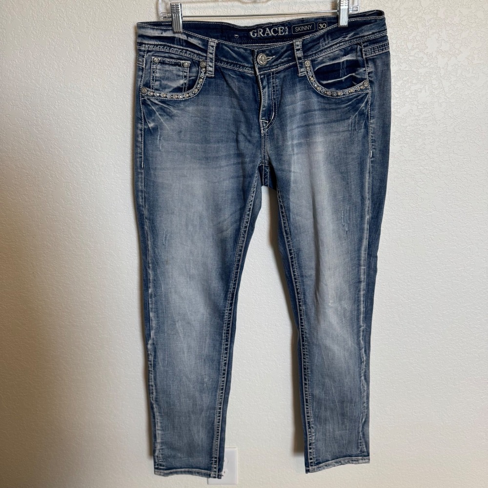 Western Cowgirl Grace In LA Low Rise Skinny Jeans Size 30 Blue